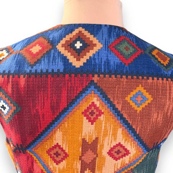 Vintage 90s Coldwater Creek Southwestern Tapestry Vest Concho Buttons Medium - Picture 4 of 10